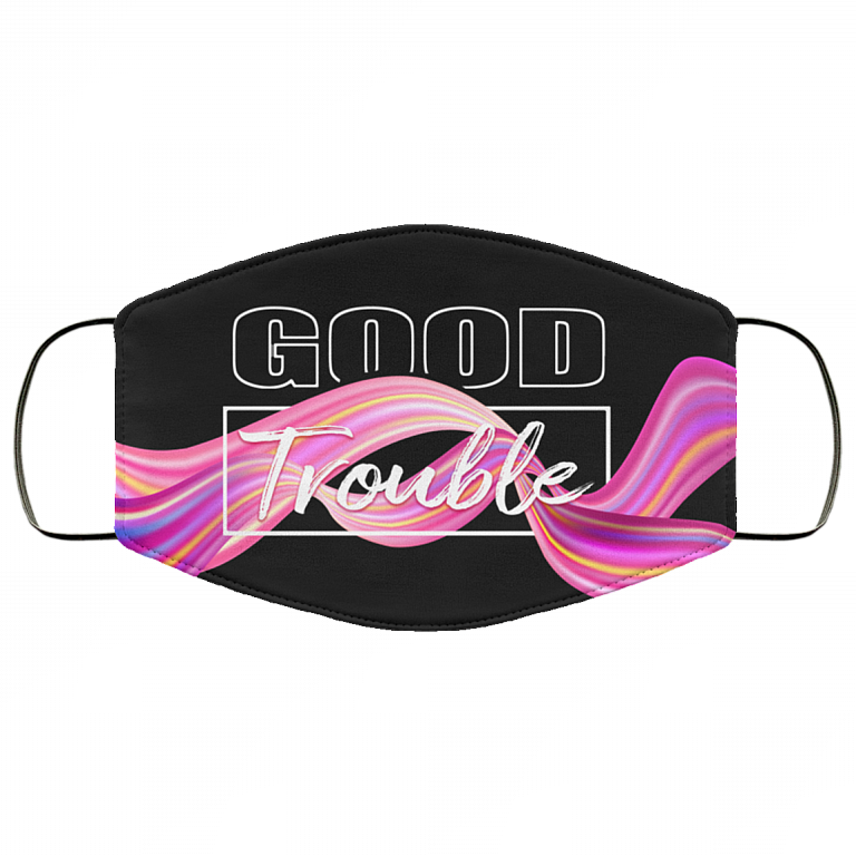 Good Trouble Washable Reusable Custom - Printed Cloth Face Mask Cover, White, Cloth Face Cover