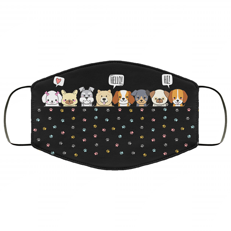 Kawaii Puppy Dog Mom Gifts Washable Reusable Custom – Printed Cloth Face Mask Cover, Black, Cloth Face Cover