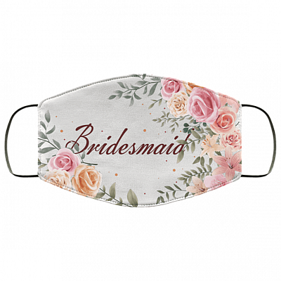 Bridemaids Wedding 2020 Distancing Quarantined Wedding Washable Reusable Custom - Printed Cloth Face Mask Cover, White, Cloth Face Mask