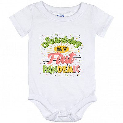 Surviving My First Pandemic Baby Onesie - Baby Infant Bodysuit, White, Baby Onesie - 12 Month
