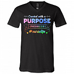 Created With A Purpose Ephesians 2:10 Nurselife T-Shirt - V-Neck - Nurse Gifts, Black, V-Neck T-Shirt