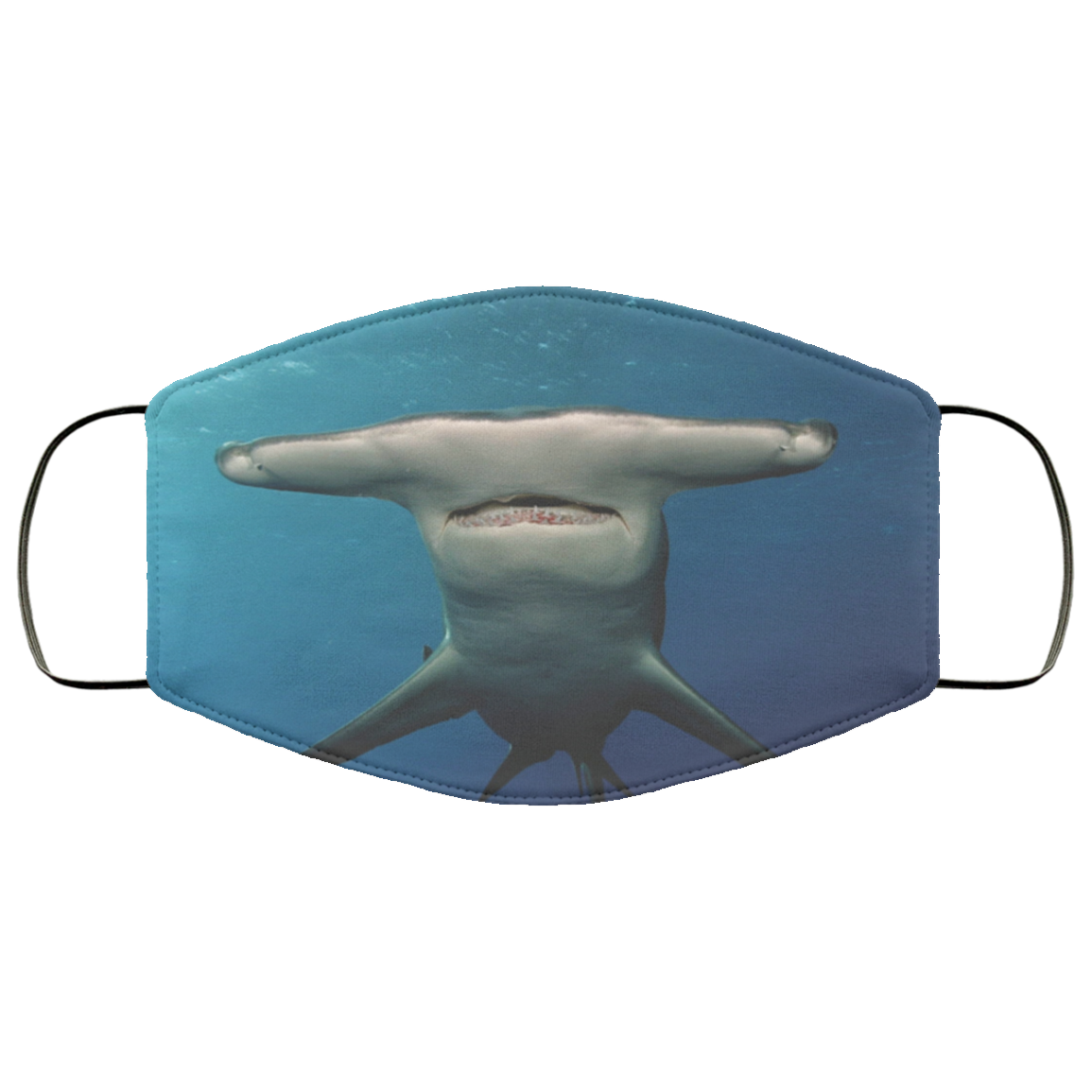 Hammerhead Shark Washable Reusable Custom - Printed Cloth Face Mask Cover, White, Cloth Face Mask