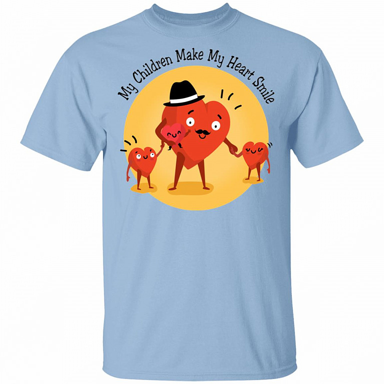 My Children Make My Heart Smile - Dad Shirt - Father's Day Gift For Dad - Funny Gift For Daddy, Light Blue, Unisex T-Shirt