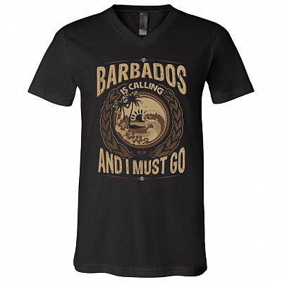 Barbados is Calling and I Must Go T-Shirt - Vneck Shirt, Black, V-Neck T-Shirt