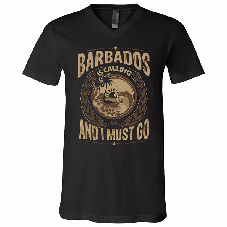 Barbados is Calling and I Must Go T-Shirt - Vneck Shirt, Black, V-Neck T-Shirt