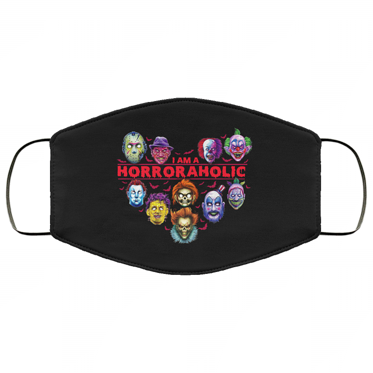 I Am A Horroraholic Washable Reusable Custom – Printed Cloth Face Mask Cover, Black, Cloth Face Cover