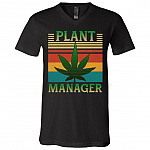 Plant Manager Vintage Weed T-Shirt - V-Neck Shirt - Funny Quotes Shirt, Black, V-Neck T-Shirt
