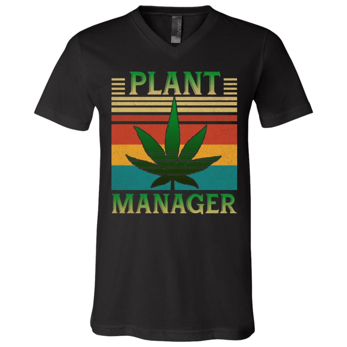 Plant Manager Vintage Weed T-Shirt - V-Neck Shirt - Funny Quotes Shirt, Black, V-Neck T-Shirt