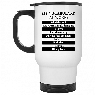 14 oz. White Travel Mug