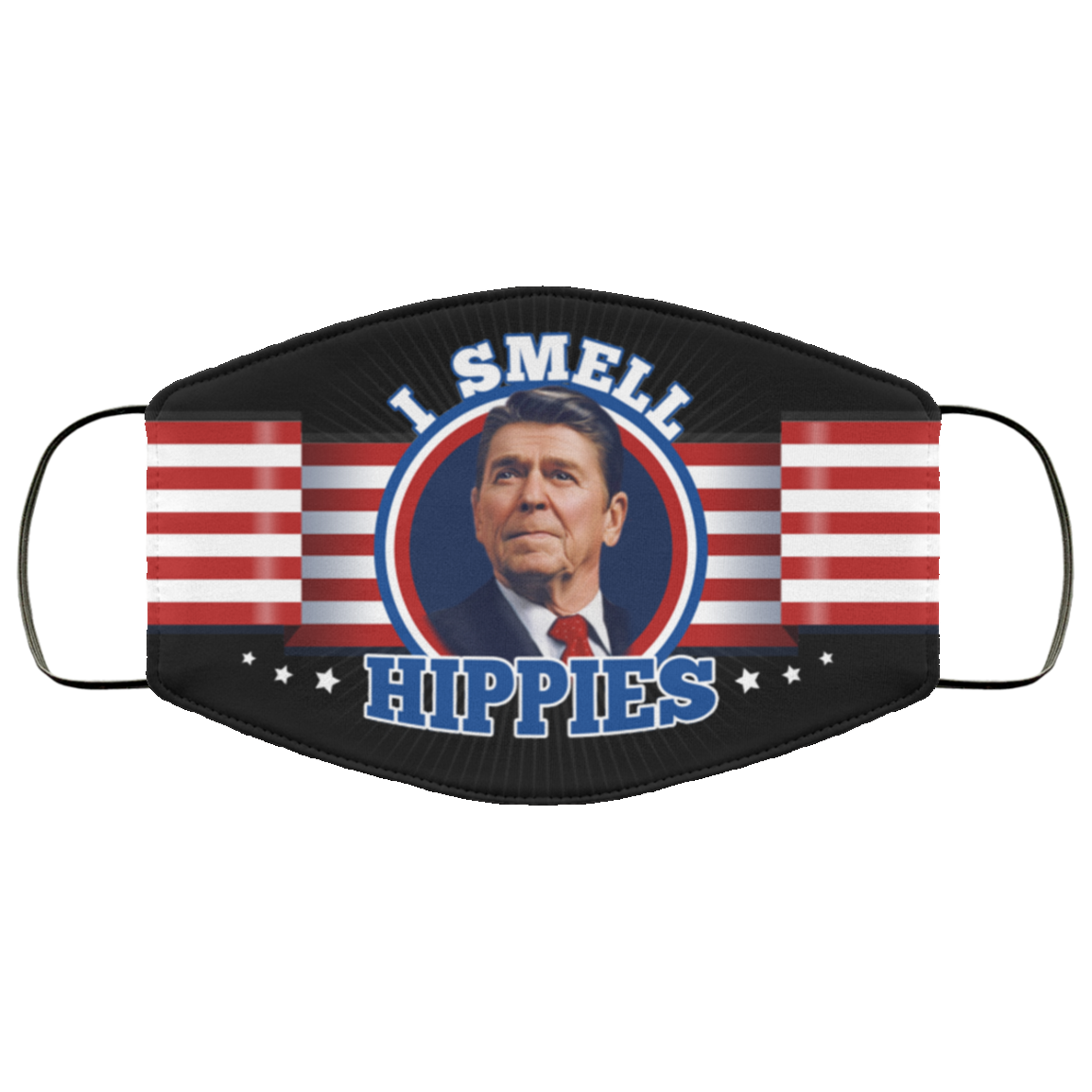 I Smell Hippies - Ronald Reagan Funny Face Mask - Washable Reusable Custom – Printed Cloth Face Mask Cover, Black, Cloth Face Mask I Smell Hippies - Ronald Reagan Funny Face Mask - Washable Reusable Custom – Printed Cloth Face Mask Cover, Black, Cloth Face Mask