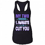 My Two Moods Namaste I'll Cut You Cotton Tank Top Tee - Sarcastic Yoga Gift Ladies Racerback Tank, Black, Ladies Racerback Tank
