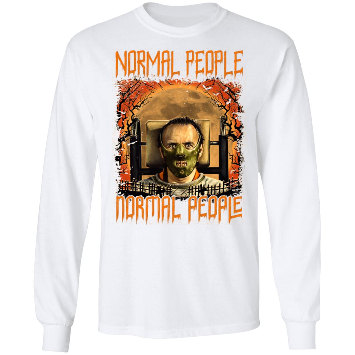 Normal People Normal People Hannibal Halloween Hoodie - Sweatshirt - Long Sleeve Shirt, White, Long Sleeve