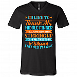 I'd Like To Thank My Middle Finger For Always Being There Sticking Up For Me T-Shirt - V-Neck Shirt, Black, V-Neck T-Shirt