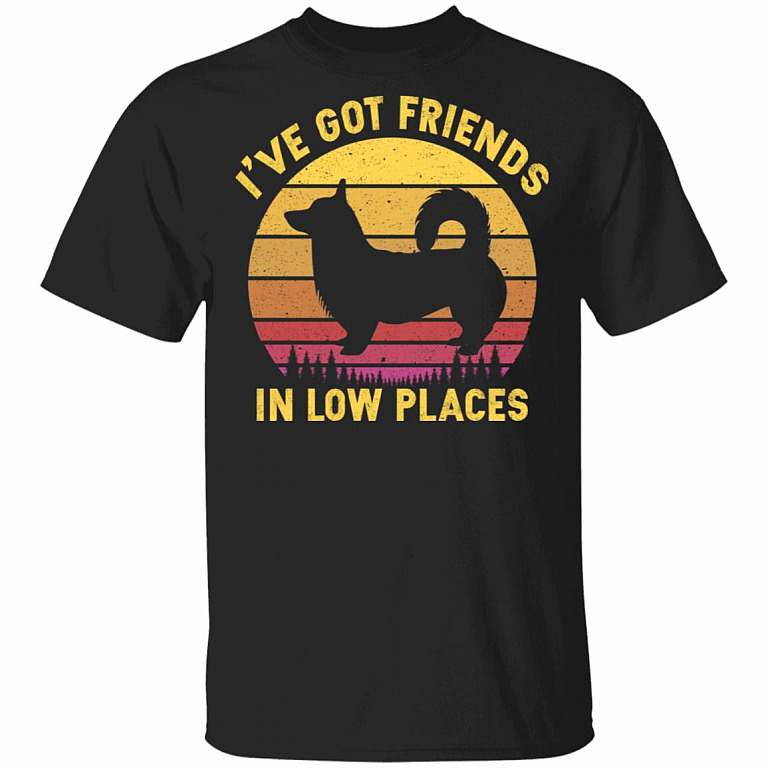I've Got Friends In Low Places Corgi T-Shirt - Funny Dog Dad Gift Shirt, Black, Unisex T-Shirt