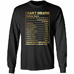 I Can't Breathe Victims Facts Say Their Names BLM Social Justice Gift Hoodie - Sweatshirt, Black, Long Sleeve