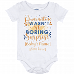 Personalized Quarantine Wasn't So Boring Surprise Baby Shower Gift Baby Onesie - Baby Infant Bodysuit, White, Baby Onesie - 12 Month