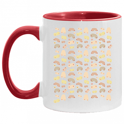 Feminist Art Boob Ceramic Coffee Mug - Body Positive Gifts Mug, White/Red, 11 oz. Accent Mug
