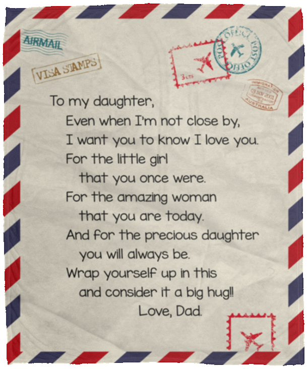 Dad To My Daughter Even When I'm Not Closed by Know I Love You Fleece Blanket - Sherpa Blanket, White, Cozy Plush Fleece Blanket - 50x60