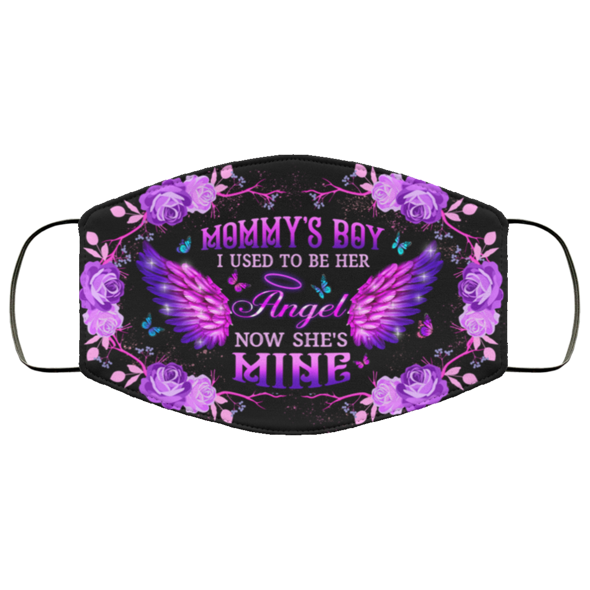 Mommy's Boy I Used To Be His Angel Now He's Mine Washable Reusable Custom - Printed Cloth Face Mask Cover, White, Cloth Face Cover