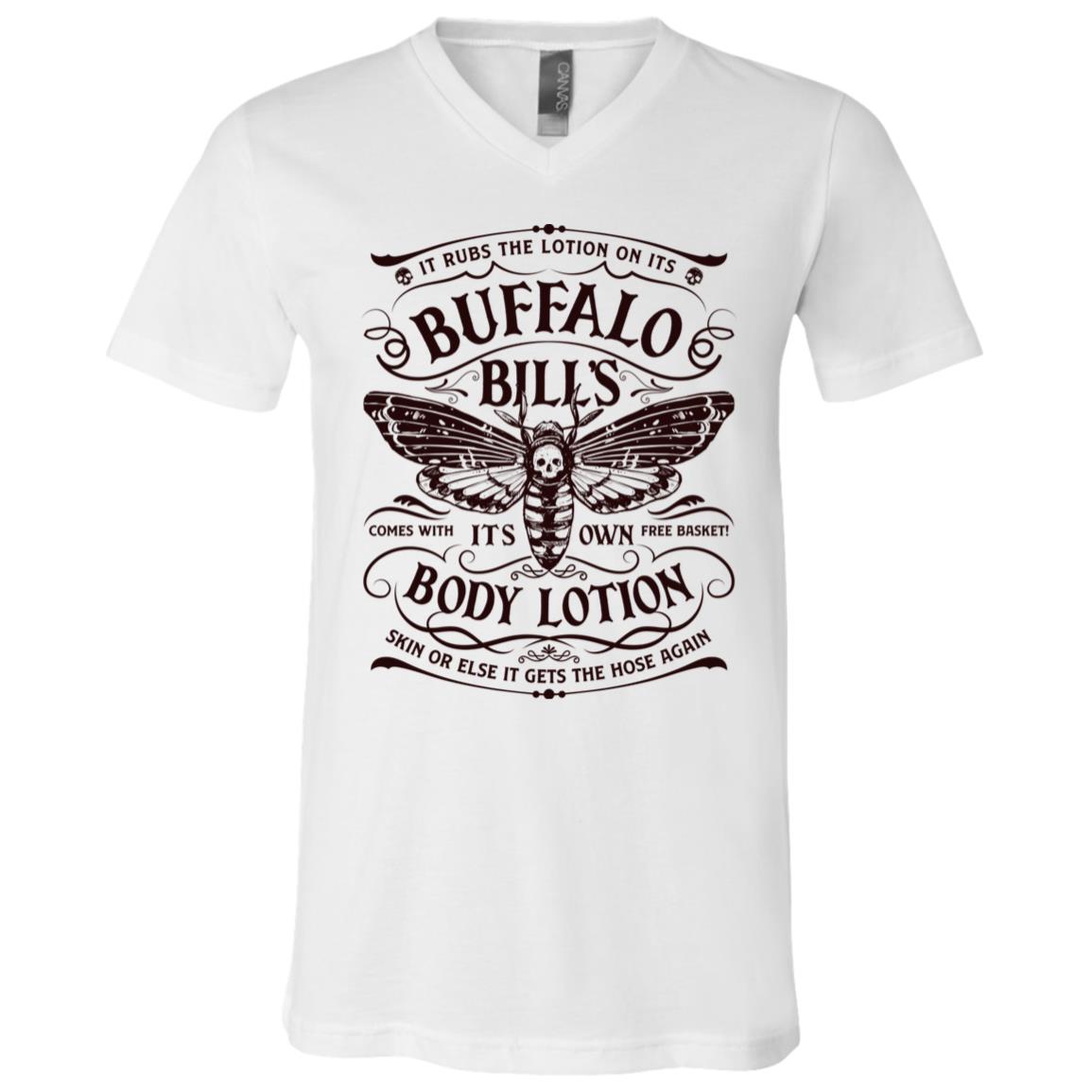 It Rubs the Lotion on Its Skin Buffalo Bills Body Lotion Horror Halloween Gift T-Shirt - V Neck, White, V-Neck T-Shirt