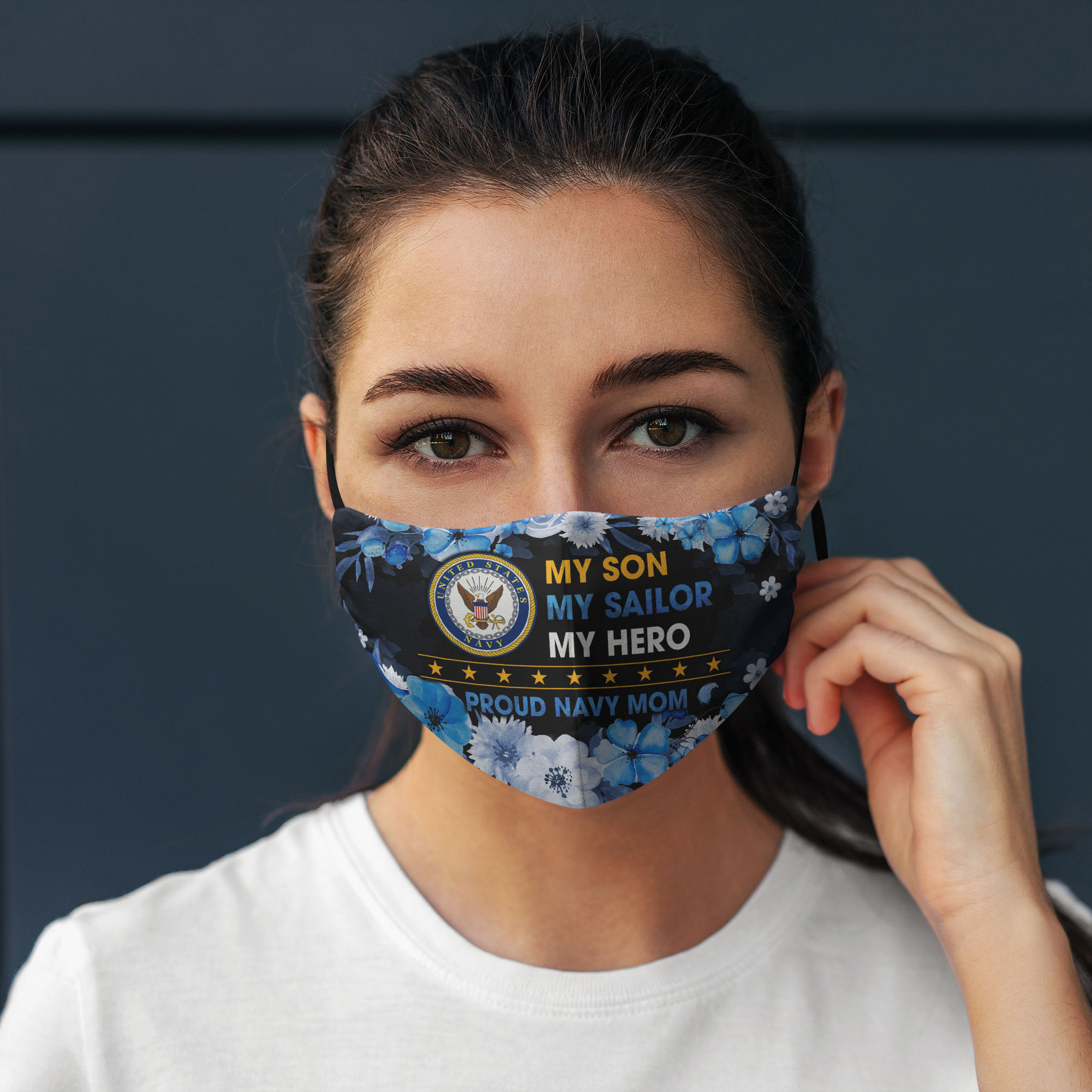 8VT. My Sailor Proud Navy Mom mask mockup