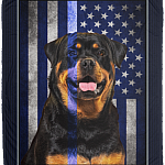 Rottweiler Back The Blue Fleece Blanket – Premium Sherpa Blanket – Woven Blanket, White, Cozy Plush Fleece Blanket - 50x60