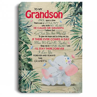 Grandpa To My Grandson ONCE Upon a Time THERE WAS A LITTLE BOY WHO STOLE My Heart Framed Canvas - Unframed Poster, White, 0.75'' Framed Canvas