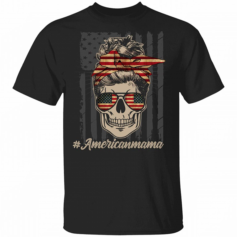 Americanmama T-Shirt - Funny Motherhood Gifts Shirt, Black, Unisex T-Shirt