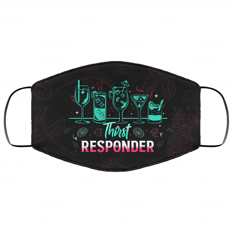 Thirst Responder Washable Reusable Custom Printed Cloth Face Mask Cover, Black, Cloth Face Cover