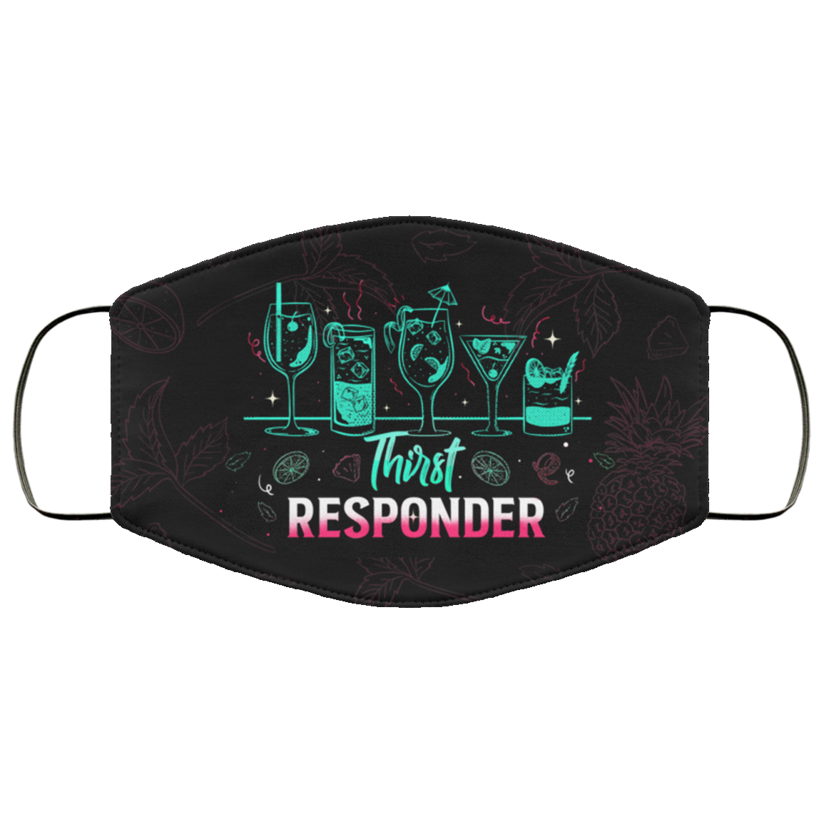 Thirst Responder Washable Reusable Custom Printed Cloth Face Mask Cover, Black, Cloth Face Cover