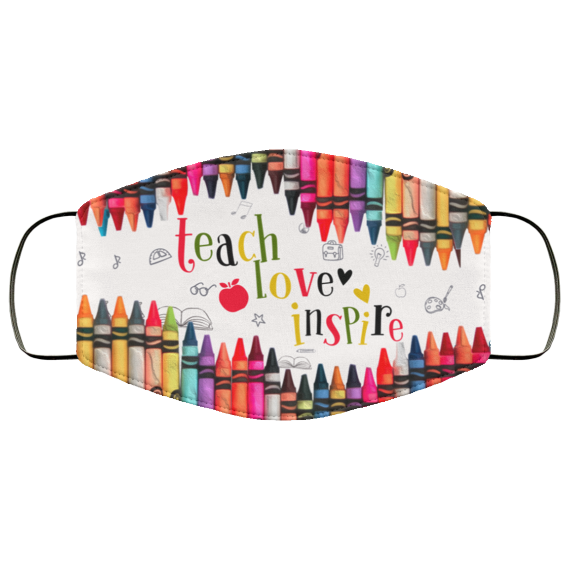 Teach Love Inspire Face Mask - Teacher Washable Reusable Custom – Printed Cloth Face Mask Cover, White, Cloth Face Cover Teach Love Inspire Face Mask - Teacher Washable Reusable Custom – Printed Cloth Face Mask Cover, White, Cloth Face Cover