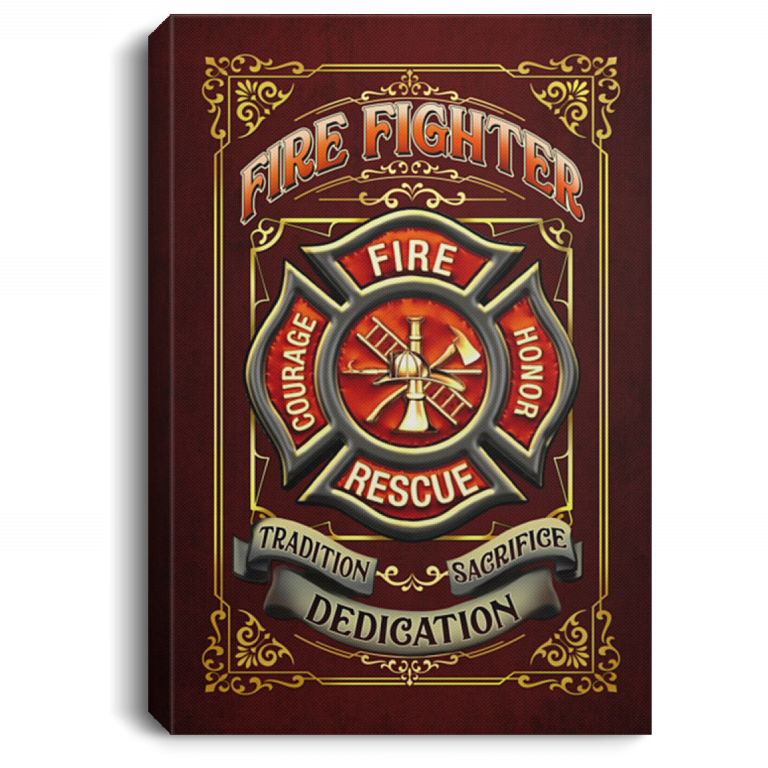 Fireman Tradition Dedication Sacrifice Firefighter Gift Wrapped Framed Canvas Prints - Unframed Poster, White, 0.75'' Framed Canvas