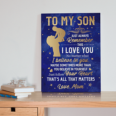 Alternative view of From Mom to My Son Just Always Remember This I Love You Framed Canvas - Unframed Poster - Home Decor Wall Art