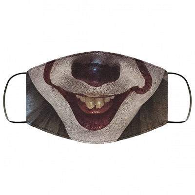 Pennywise IT Horror Characters Washable Reusable Custom - Printed Cloth Face Mask Cover, White, Cloth Face Cover