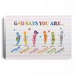 God Says You Are Unique Special Lovely Bible Verse Framed Canvas - Unframed Poster - Classroom Wall Decor, White, 0.75'' Framed Canvas