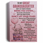 To My Great Granddaughter Don’t Let Today’s Trouble Bring You Down Framed Canvas Prints – Unframed Poster, White, 1.5'' Deluxe Framed Canvas