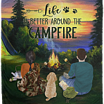 Life Is Better Around The Campfire Fleece Blanket - Camping Lover Premium Sherpa Blanket - Woven Blanket, White, Cozy Plush Fleece Blanket - 50x60