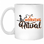 Morning Ritual Coffee Funny Ceramic Coffee Mug - Beer Stein - Water Bottle - Color Changing Mug, White, 11 oz. White Mug