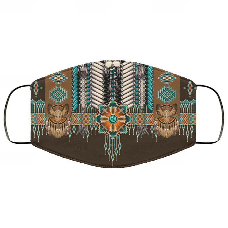 Native American Face Mask - Washable Reusable Custom – Printed Cloth Face Mask Cover, White, Cloth Face Mask