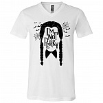 I'm Not Perky Wednesday Addams Gothic Style Halloween Movie T-shirt - V-neck, White, V-Neck T-Shirt