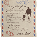 To My Daughter Never Feel That You Are Alone Letter From Dad Fleece Blanket - Mink Blanket - Woven Blanket, White, Cozy Plush Fleece Blanket - 50x60