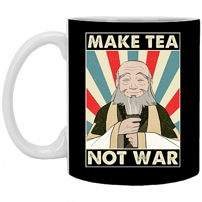 Make Tea Not War Uncle Iroh Wisdom Ceramic Coffee Mug - Color Changing Mug, Black, 11 oz. White Mug