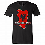 Autochthonous Albania Flag History T-shirt - V-neck, Black, V-Neck T-Shirt