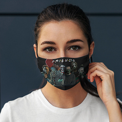 Alternative view of Friends Horror Movies Creepy Halloween Characters Washable Reusable Custom - Printed Cloth Face Mask Cover