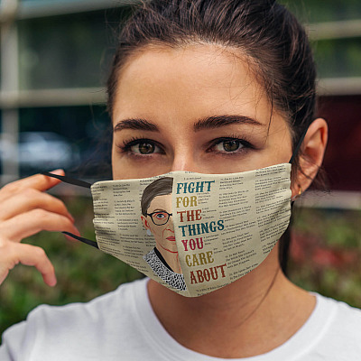 Alternative view of Fight For The Things You Care About Feminist Justice RBG Washable Reusable Custom Printed Cloth Face Mask Cover