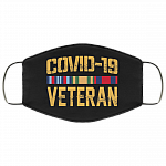 Covid-19 Veteran - Social Distance Funny Washable Reusable Custom – Printed Cloth Face Mask Cover, Black, Cloth Face Cover