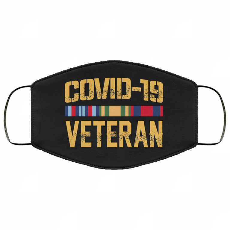 Covid-19 Veteran - Social Distance Funny Washable Reusable Custom – Printed Cloth Face Mask Cover, Black, Cloth Face Cover
