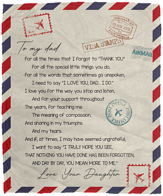 To My Dad For All The Times You Mean More To Me Love Your Daughter Thoughtful Letter Fleece - Premium Sherpa Blanket, White, Cozy Plush Fleece Blanket - 50x60