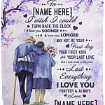 Personalized I Wish I Could Turn Back the Clock I'd Find You Sooner and Love You Longer Mink Sherpa Blanket, White, Cozy Plush Fleece Blanket - 50x60