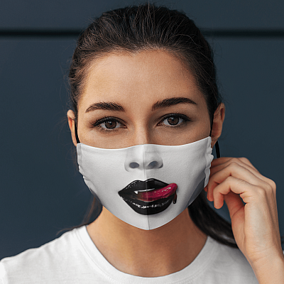Alternative view of Sexy Red Bloody Lips Vampire Halloween Mask Washable Reusable Custom – Printed Cloth Face Mask Cover